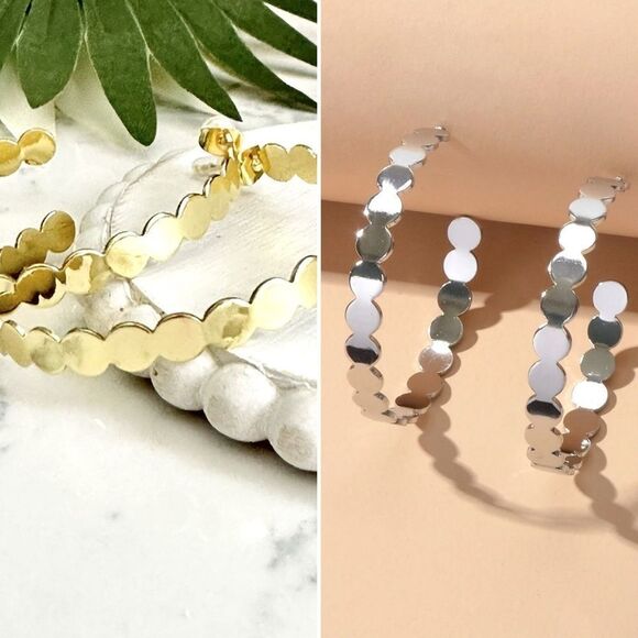 Elegant Gold and Silver Hoop Earrings (Bundle of 2) - Picture 4 of 13